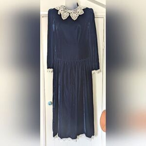 VTG Lanz RSVP Velvet Maxi Dress Whimsigoth Fairy Grunge Witchy Romantic 8